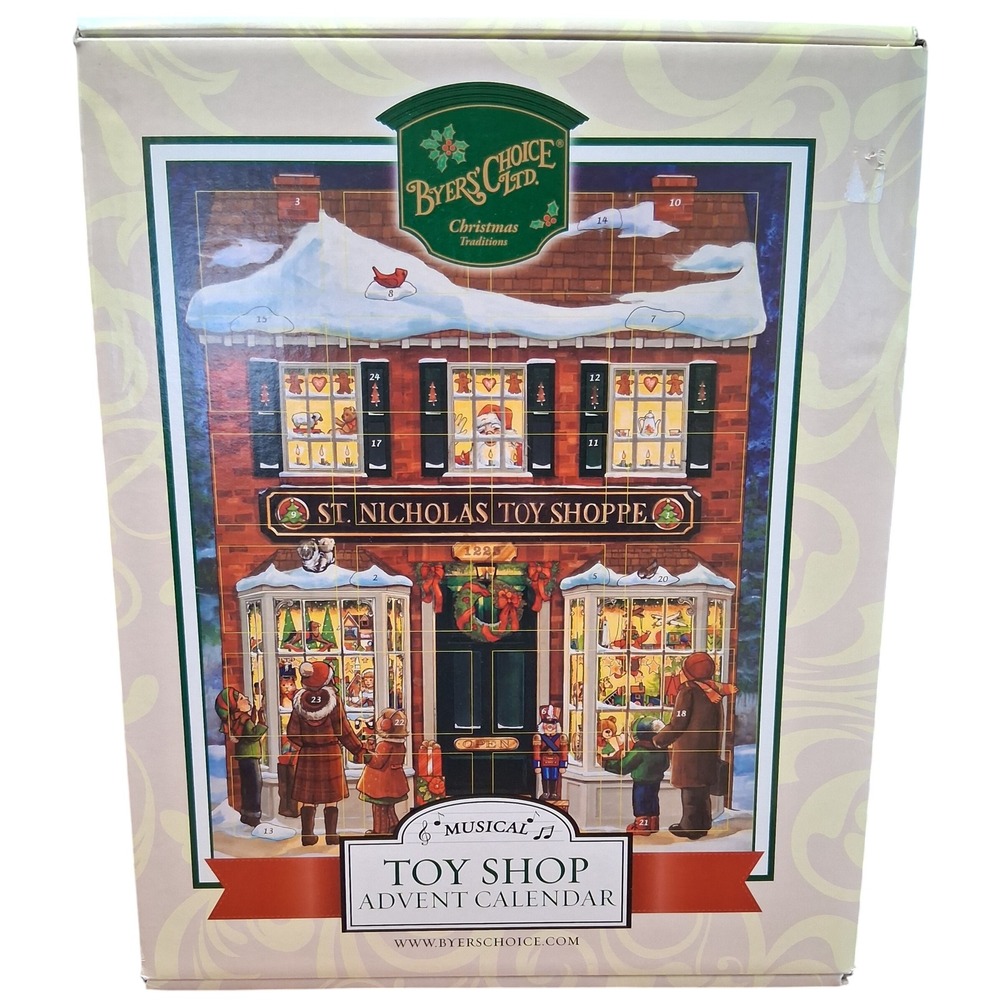 Byers Choice Musical Toy Shop Advent Calendar Wooden 24 Doors Christmas